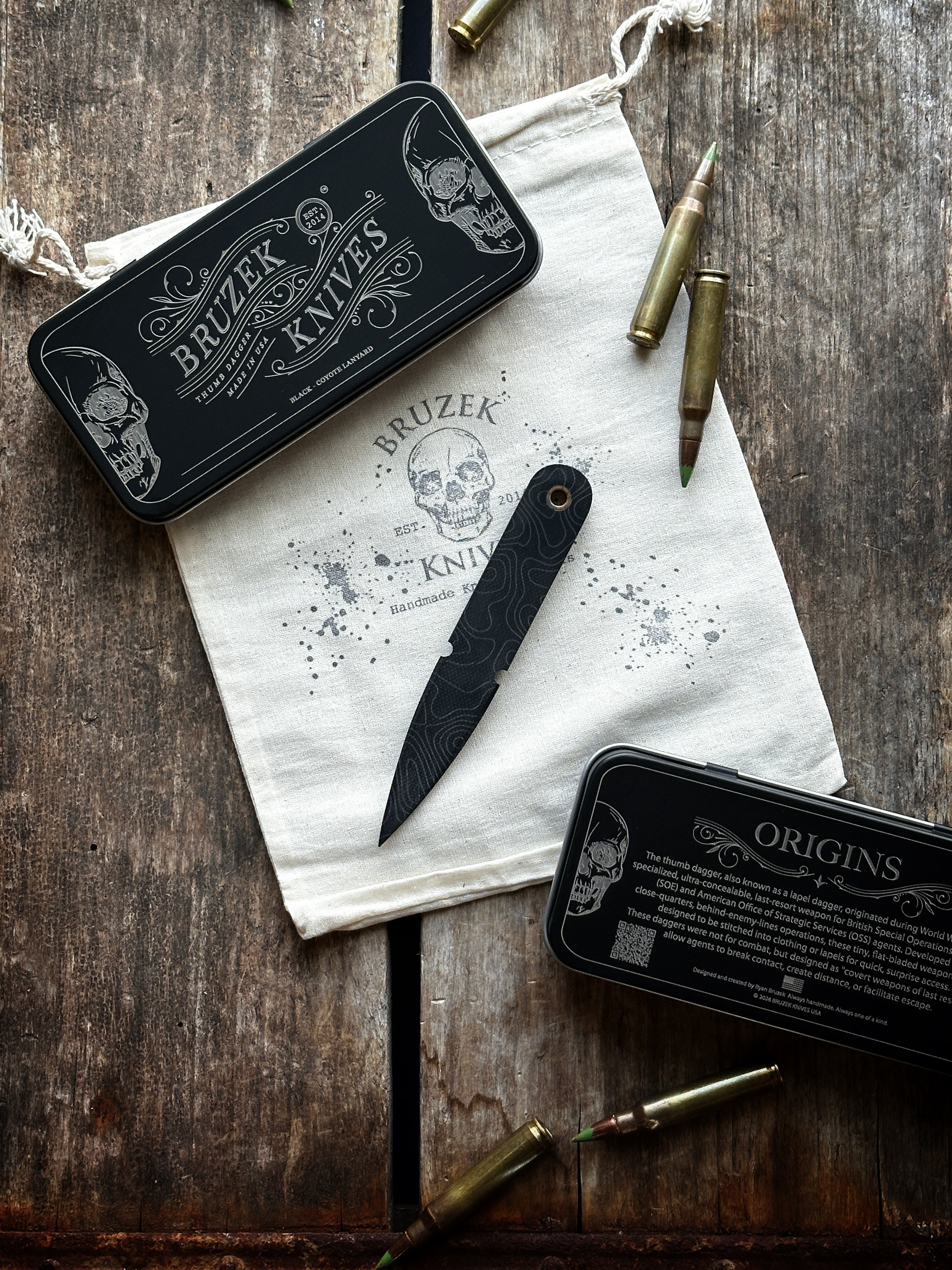 G10 Black with Coyote Accent Lanyard  Thumb Dagger - Version 1