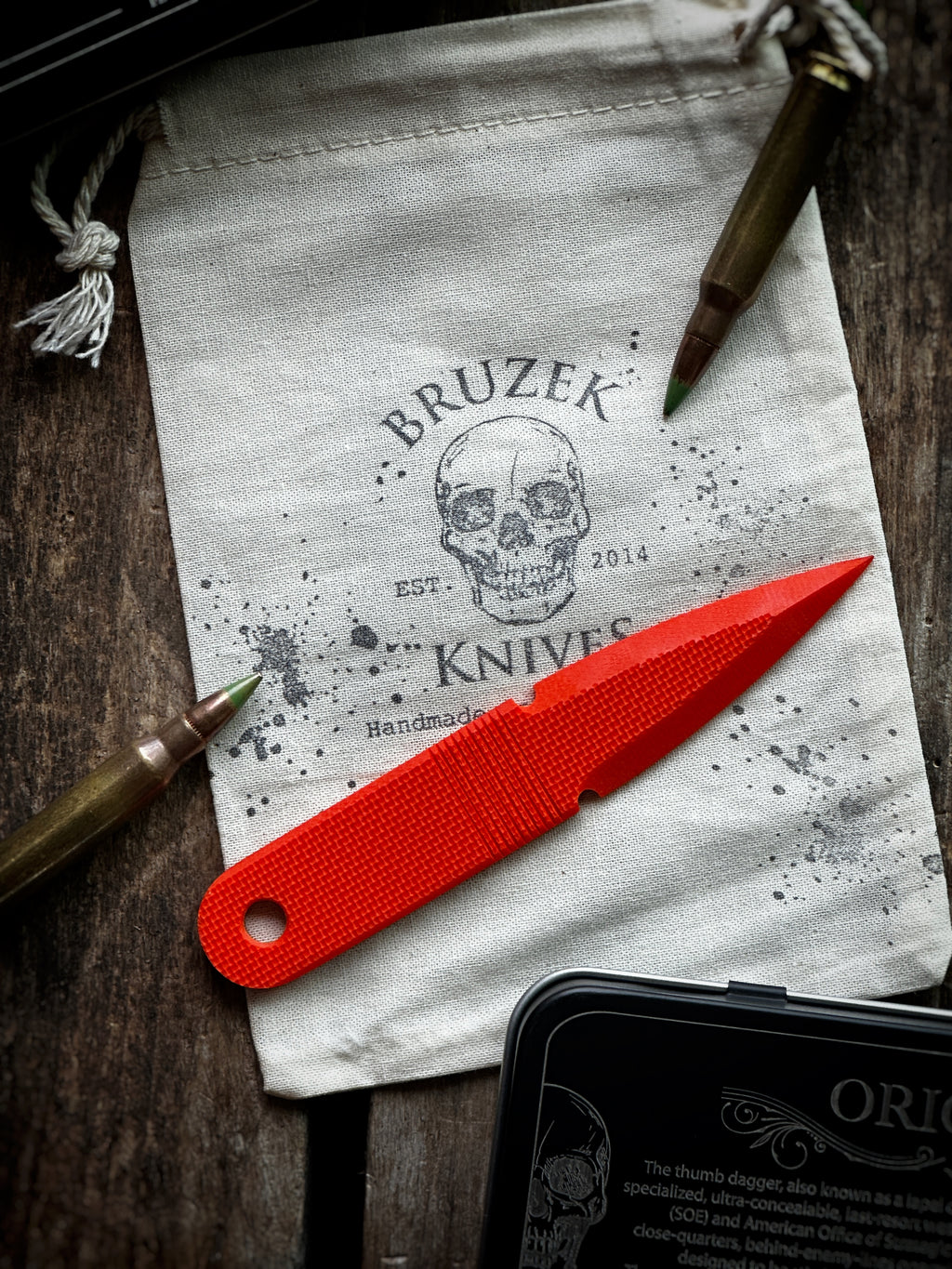 Hunter Orange Peel Ply G10 (Thin Dagger) - Thum Dagger - Version 1
