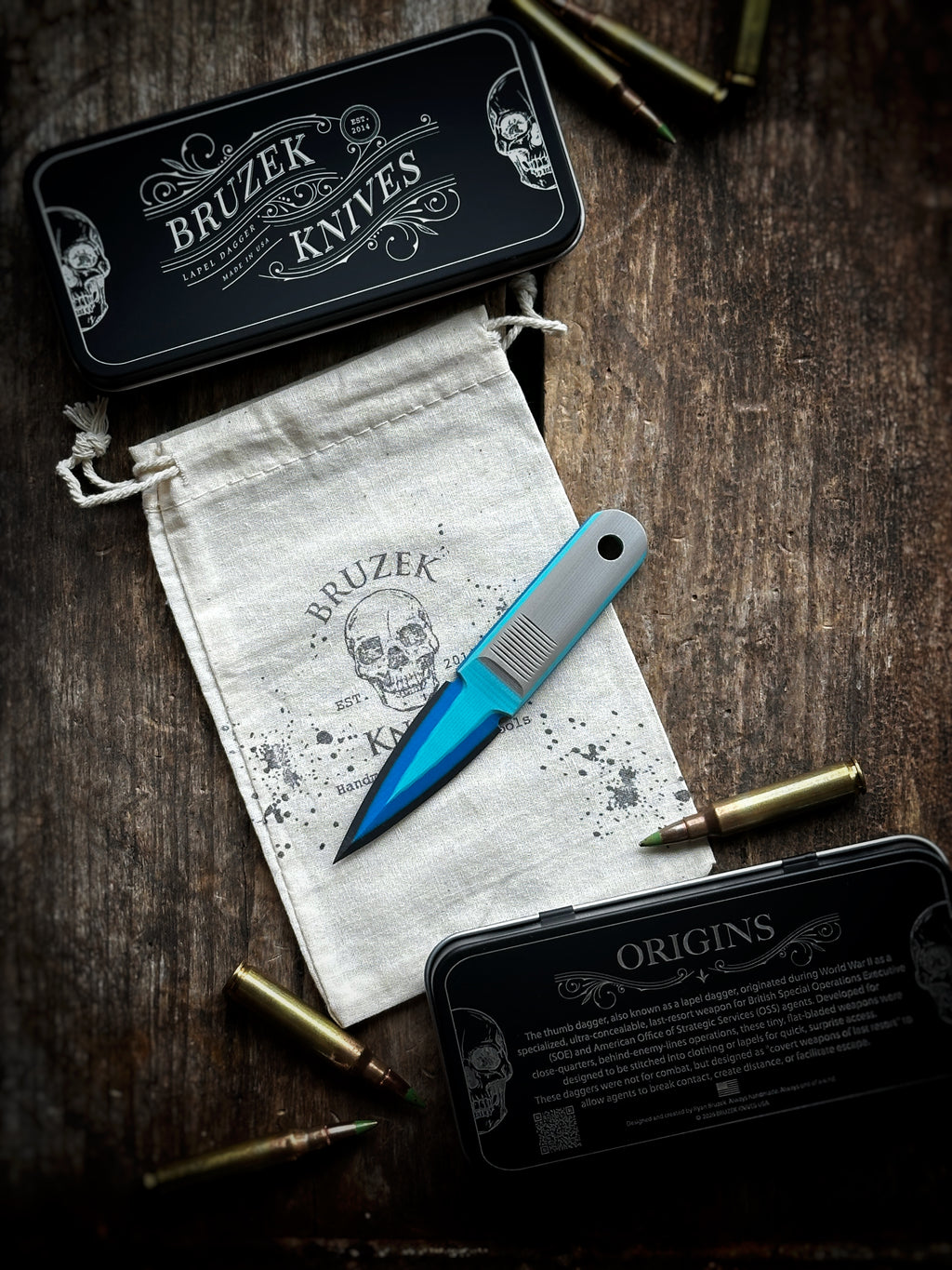 Voodoo Blue TRD G10 (Gray on top) Thumb Dagger - Version 1