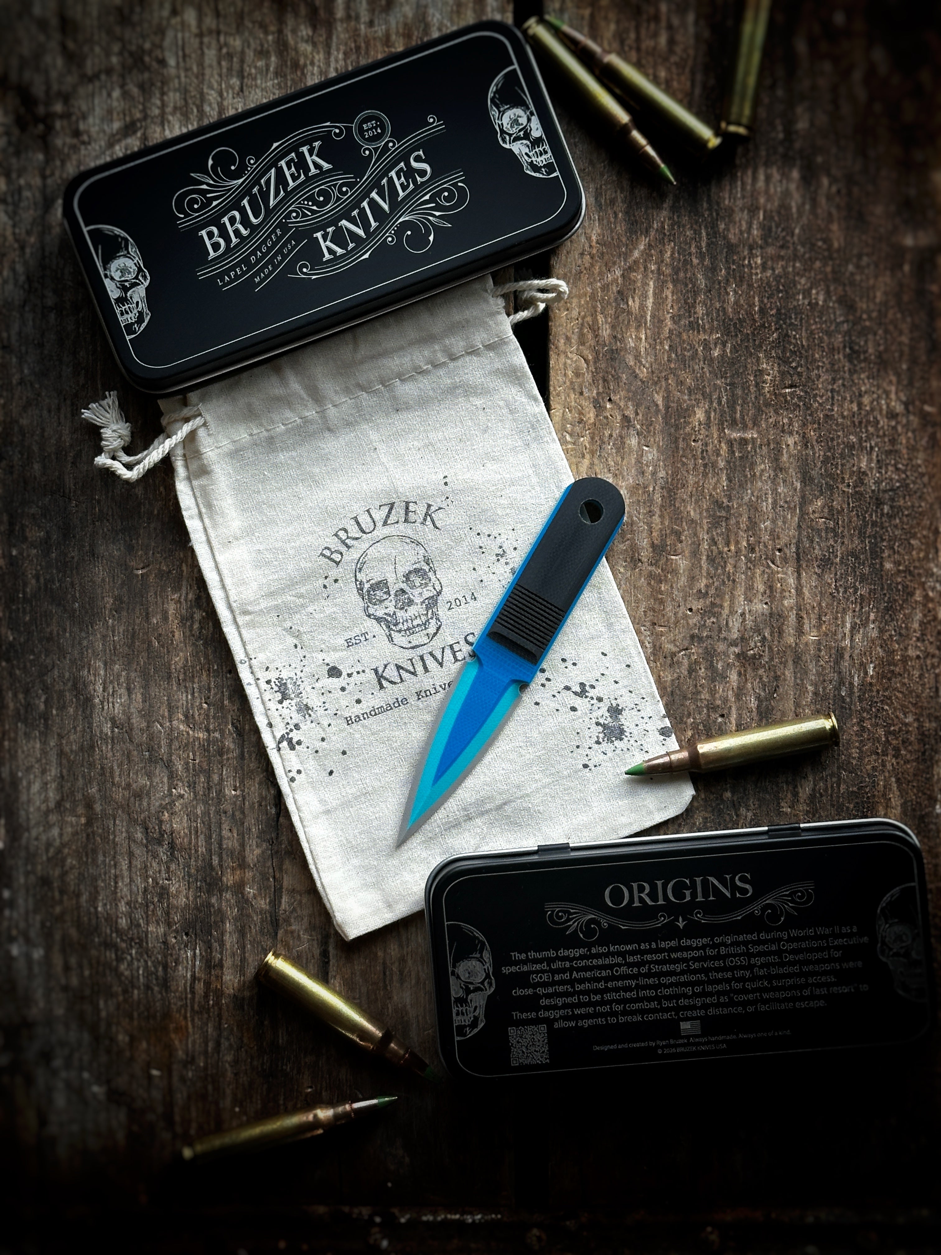 Voodoo Blue TRD G10 (Black is Top Layer) Thumb Dagger - Version 1