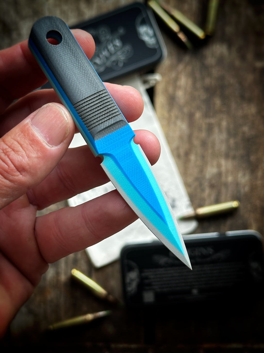 Voodoo Blue TRD G10 (Black is Top Layer) Thumb Dagger - Version 1