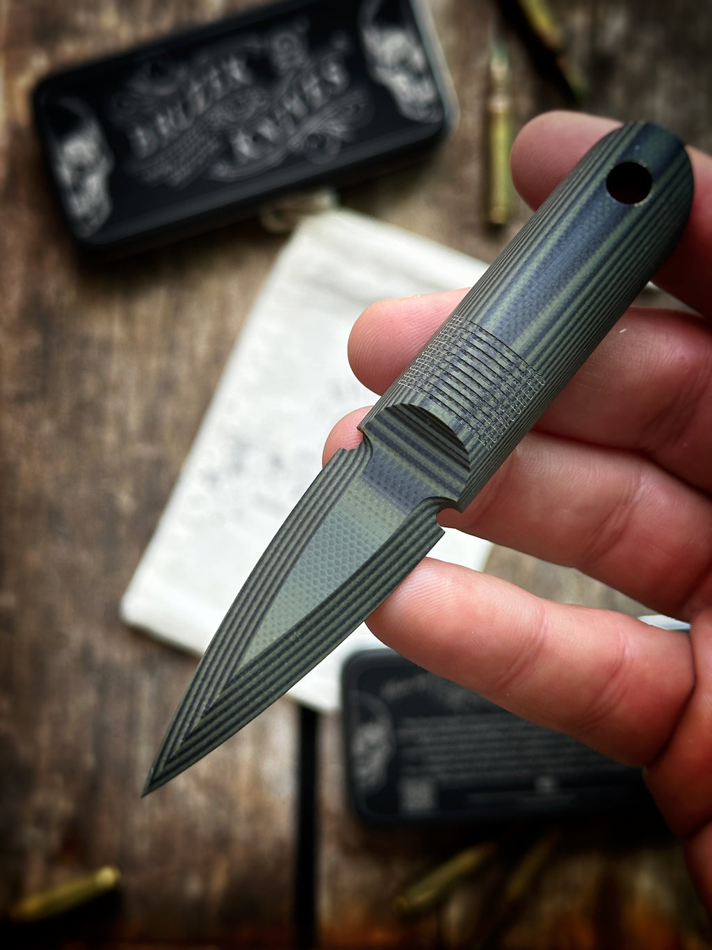 OD Green & Black Layered G10 - Thumb Dagger Version 1