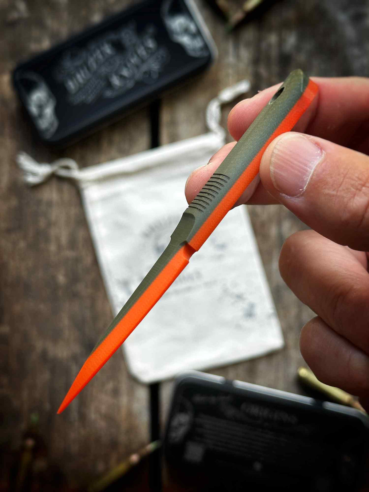 OD Green Over Hunter Orange 50:50 G10 - Thumb Dagger Version 1