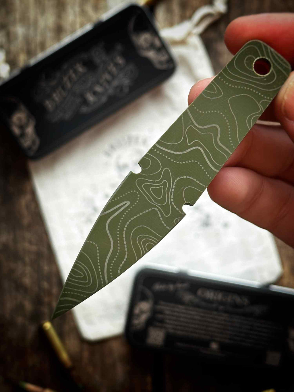Orange over OD Green 50:50 G10 - Thumb Dagger Version 2