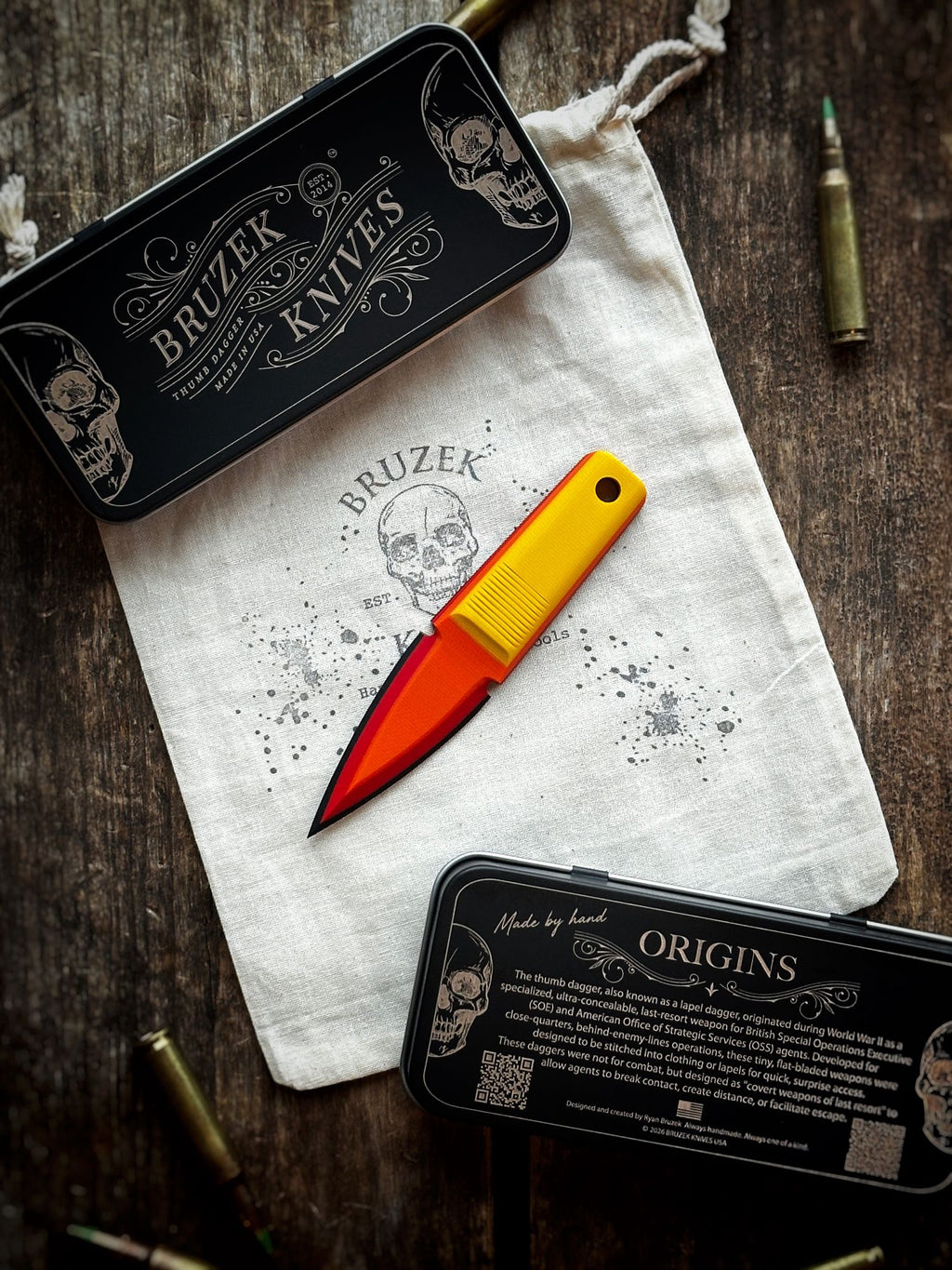 Retro TRD (Yellow on top) G10 - Thumb Dagger Version 2