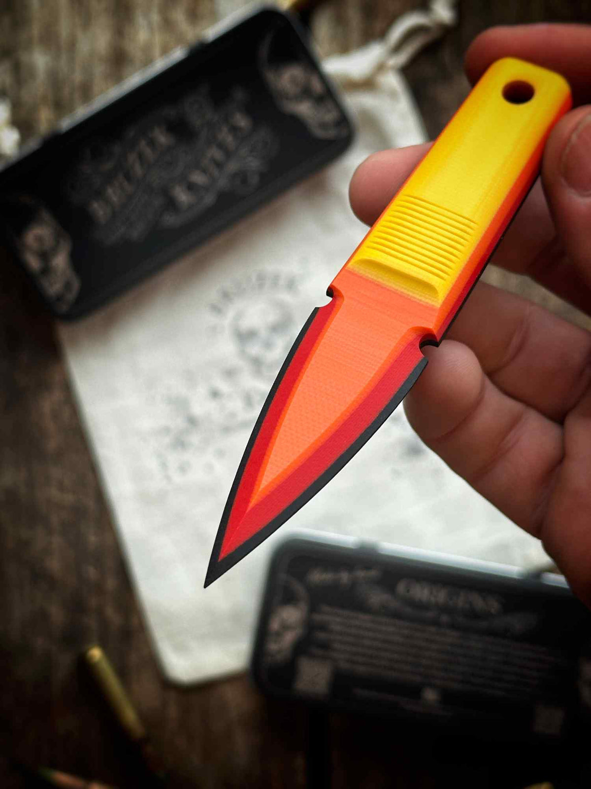 Retro TRD (Yellow on top) G10 - Thumb Dagger Version 2