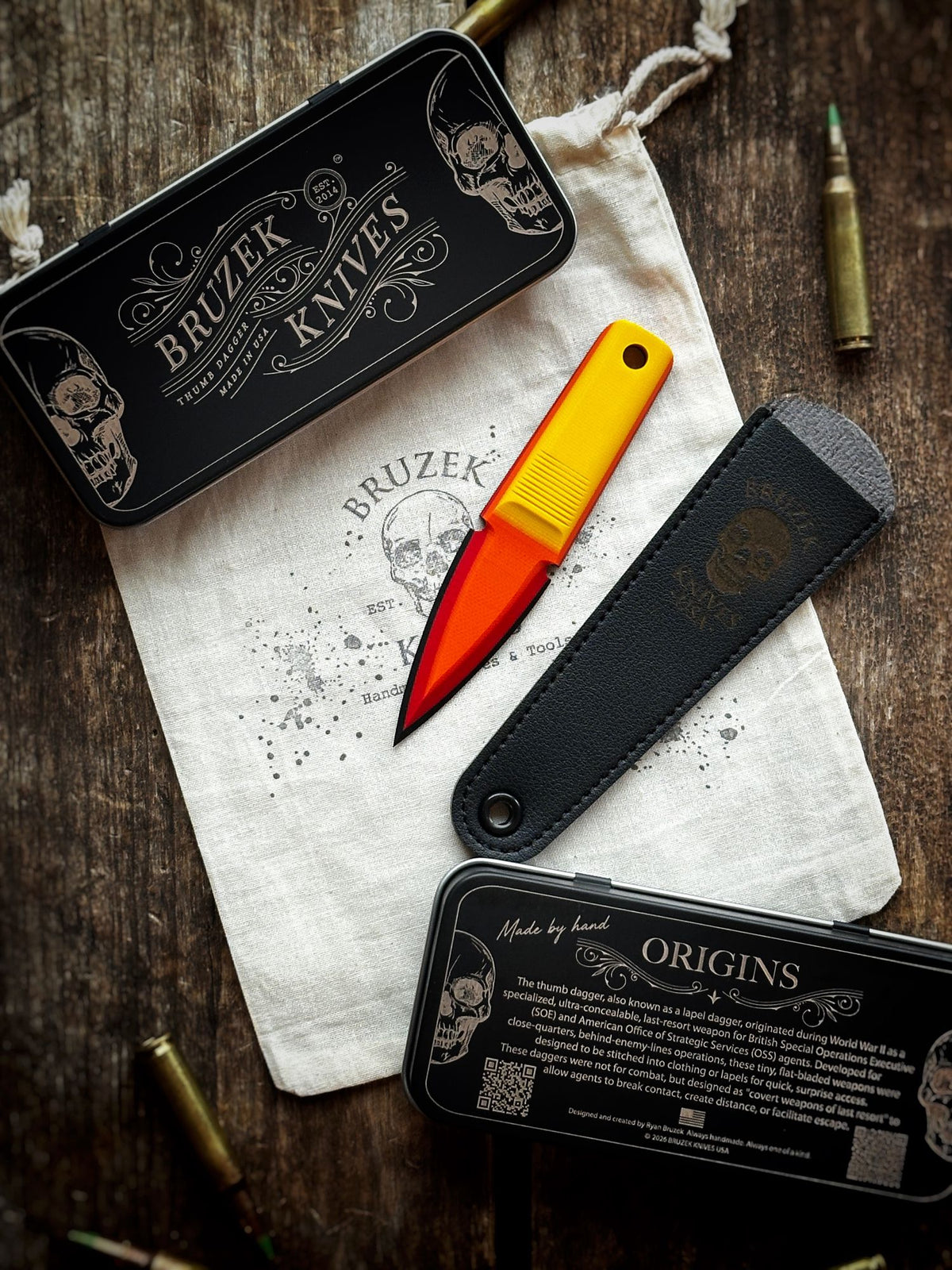 Retro TRD (Yellow on top) G10 - Thumb Dagger Version 2