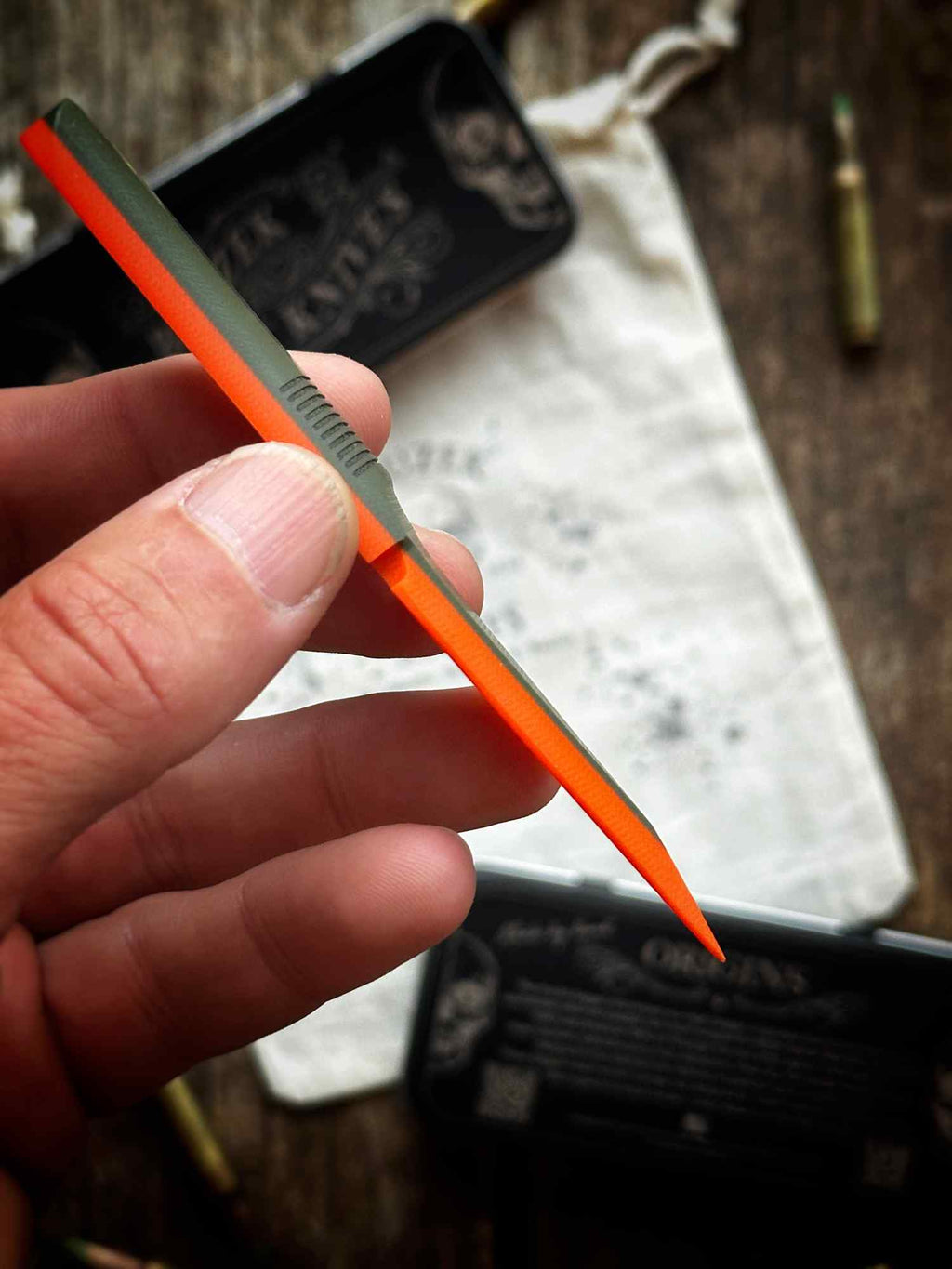 OD Green over Hunter Orange 50:50  G10 Thumb Dagger - Version 2