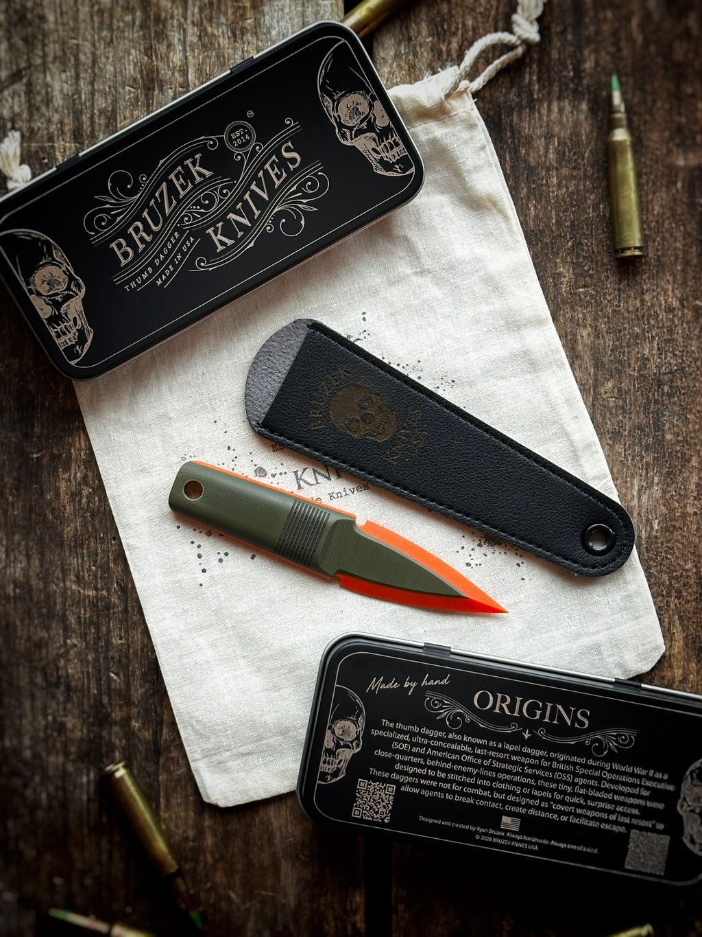 OD Green over Hunter Orange 50:50  G10 Thumb Dagger - Version 2