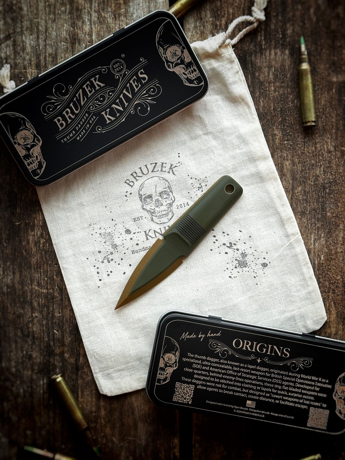 OD Green over Coyote 50:50 G10 - Thumb Dagger Version 2