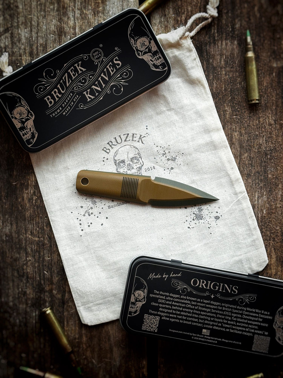 Coyote over OD Green 50:50 G10 - Thumb Dagger Version 2
