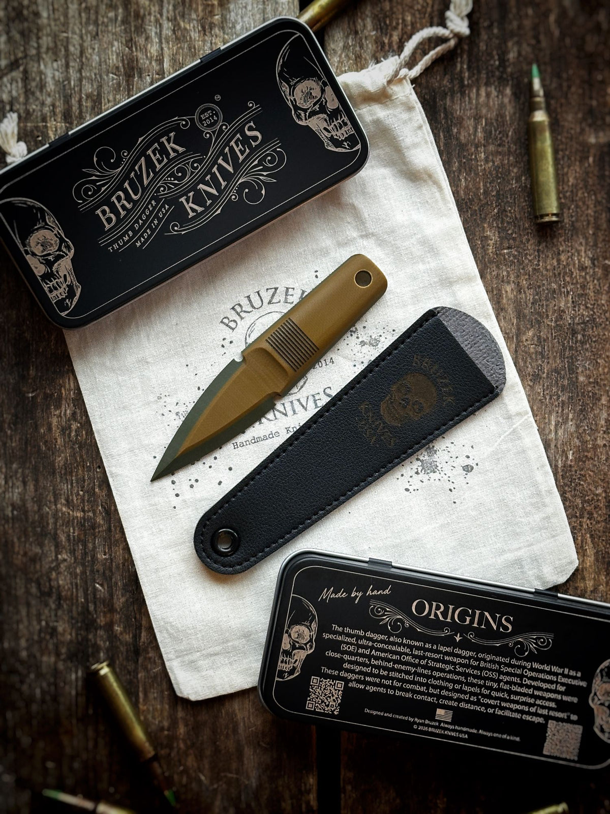 Coyote over OD Green 50:50 G10 - Thumb Dagger Version 2