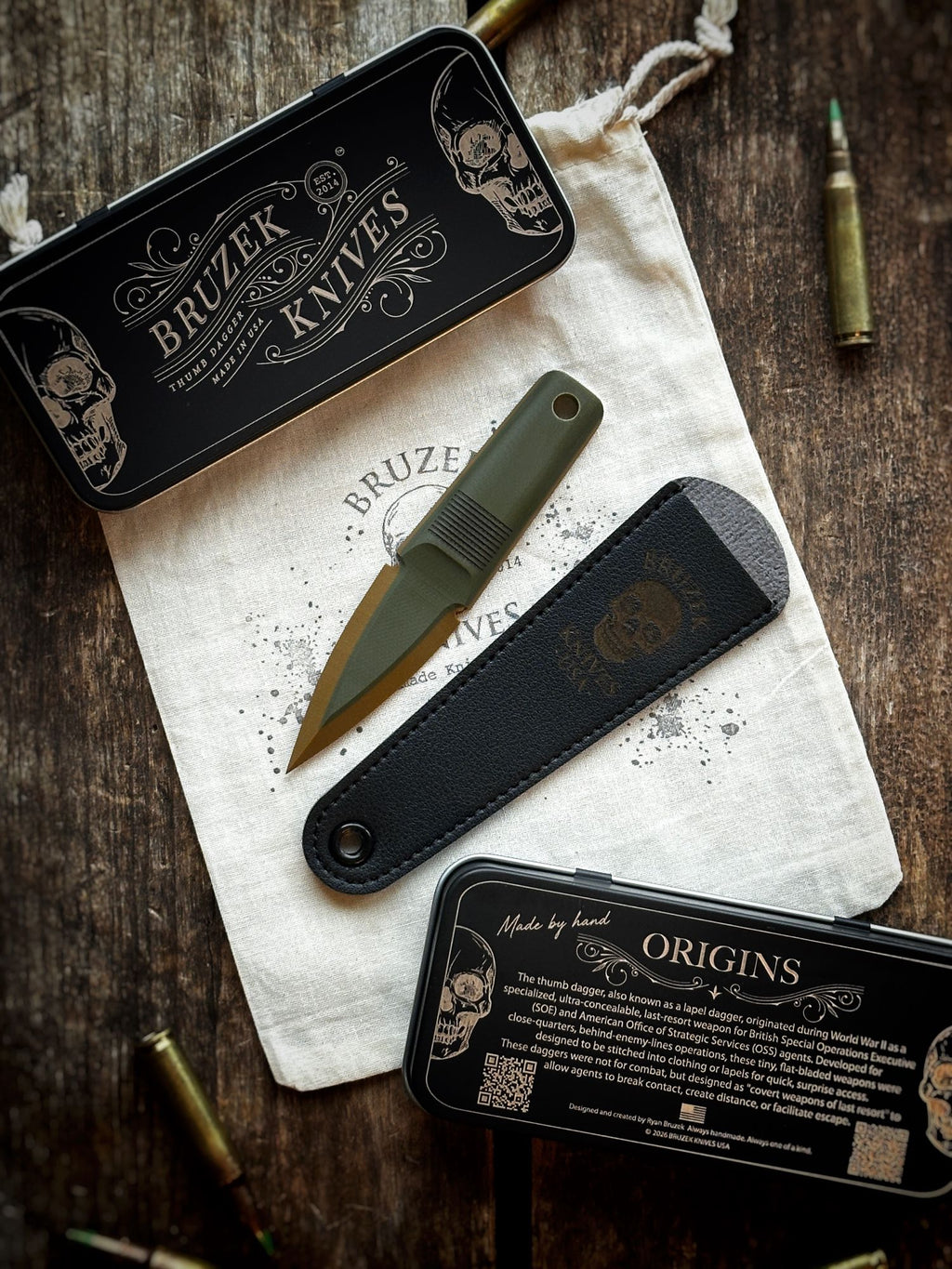 OD Green over Coyote 50:50 G10 - Thumb Dagger Version 2